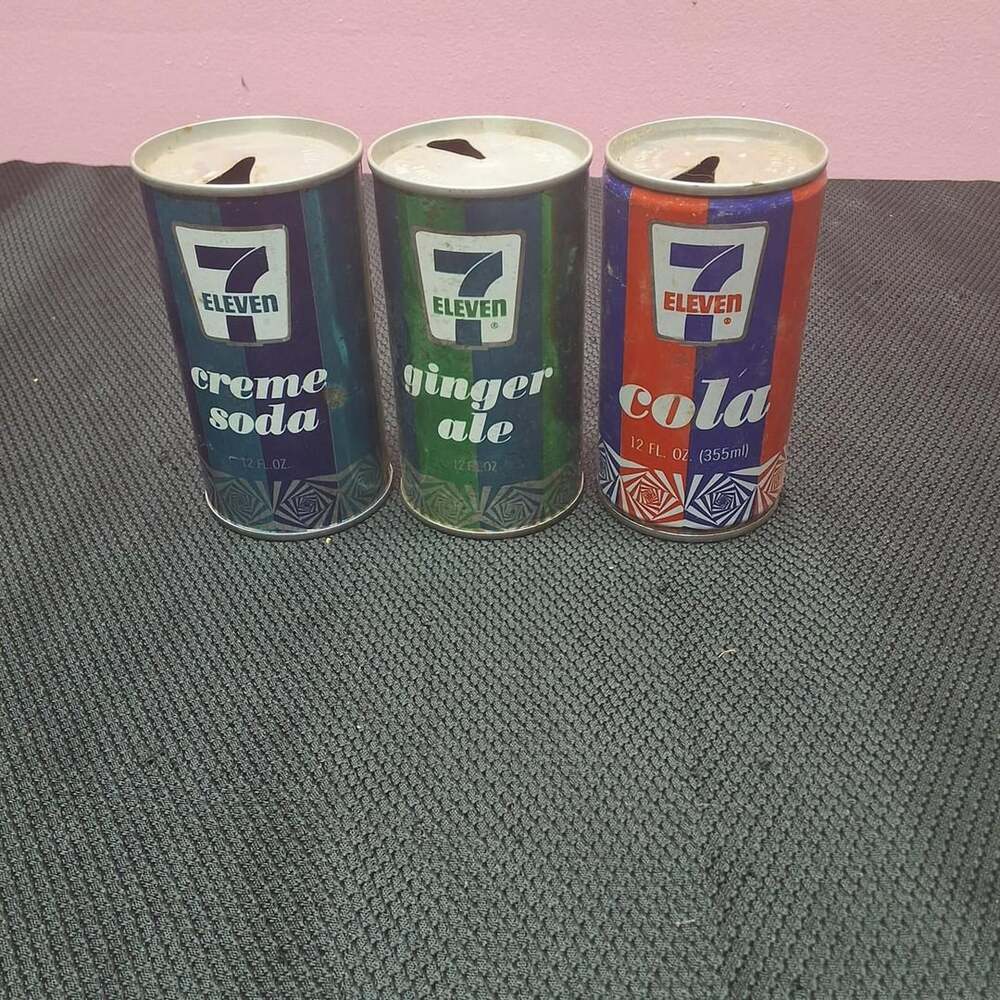 Vintage 7-Eleven Soda Can Candle Set Creme Soda Ginger Ale Cola